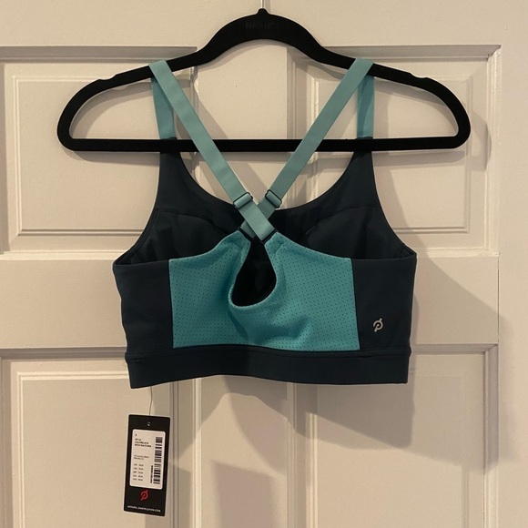 NWT Peloton Blue Colorblock Mesh Crisscross Back Logo Sports Bra Size Small - Picture 6 of 7